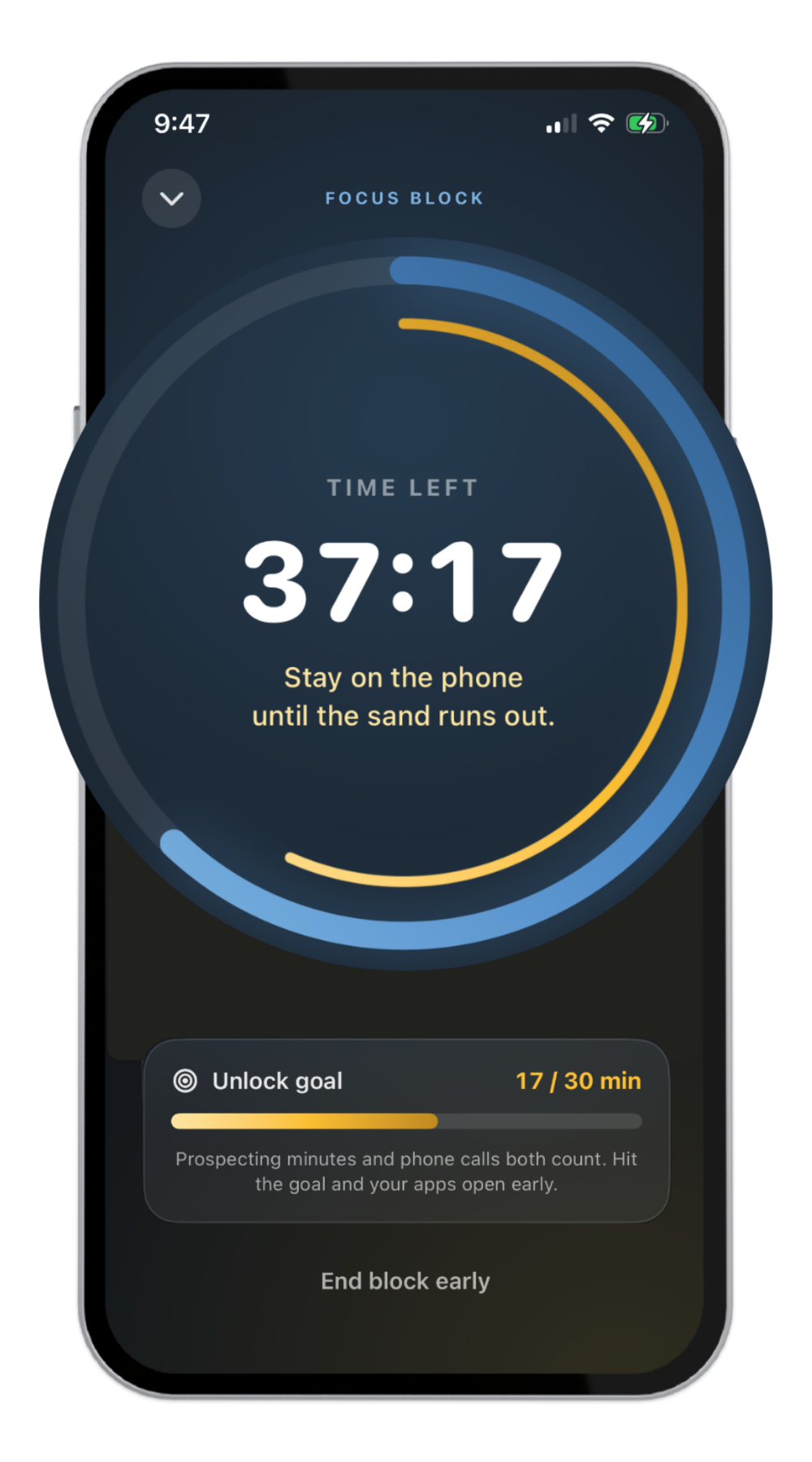 DialGate lock-in timer screen